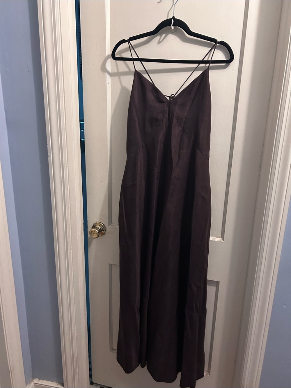 Banana Republic Rich Brown Slip Maxi Dress with Thin Straps Large Pockets